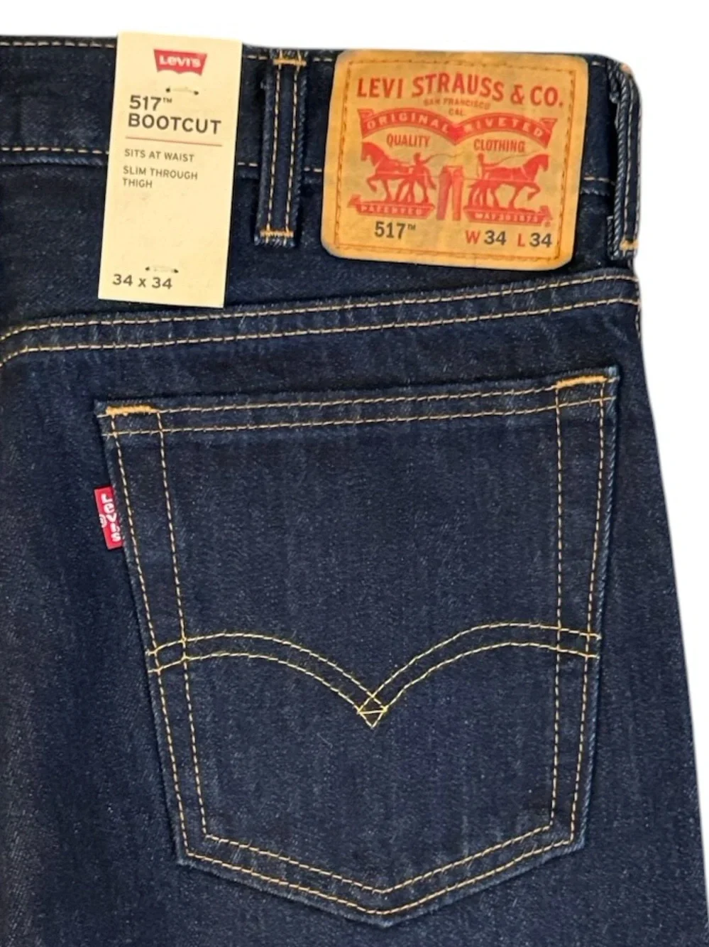 NWT Levi’s 517 Bootcut Jeans 34x34 Rinse (Dark Wash) 100% Cotton 00517-0216